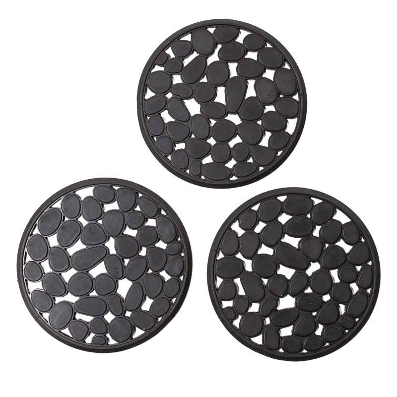 Recycled Rubber Garden Stepping Mats, Set of 3 - Pebble